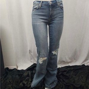 Women’s 7 For All Mankind Dojo Original Wide Leg, Distressed Trouser.